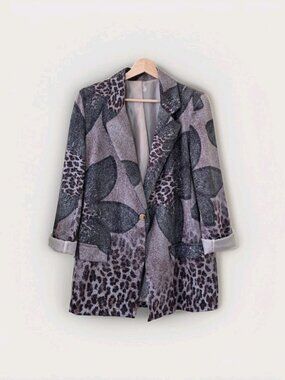 Zetta Otto Studio Blazer Womens M Metallic Shimmer Maximalist Lined Boho Floral